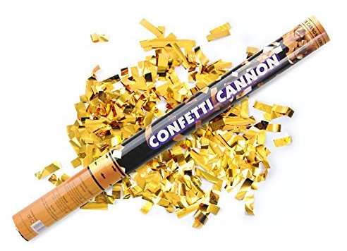 3x2 x Cannoncino lancia coriandoli, adatto per matrimoni e feste, colore coriandoli: dorato, lunghezza 60 cm
