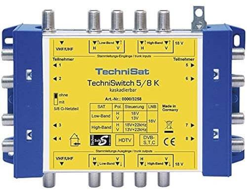 TechniSat TECHNISWITCH 5/8 K – 8-fach Erweiterung für Multischalter, Kaskade für bis zu 8 Teilnehmer