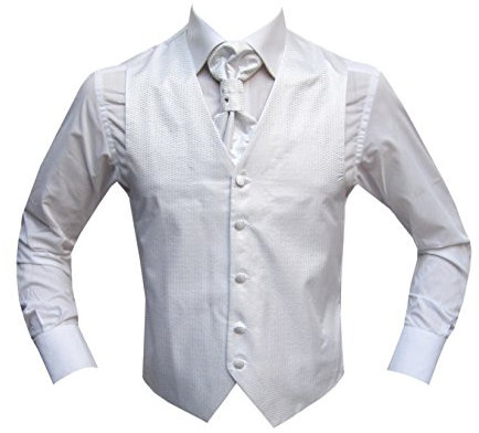MMUGA Hochzeitwesten Set mit Plastron Denver Weiß 64