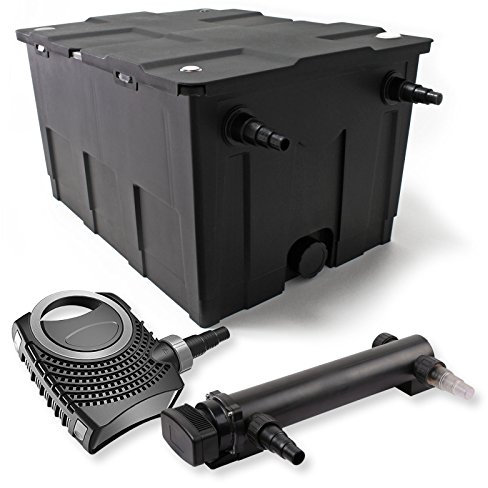 SunSun Kit complet: CBF-550 Filtre de bassin jusqu'à 60000 L Biologique, CTF-8000 SuperECO pompe de filtration 8000l/h 70W, CUV-324 lampe uv UVC Clarificateur avec 24W