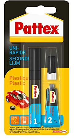 Pattex Colle Uni-Rapide Plastics - Adhésifs et colles (Liquide, Tube, Noir, Bleu, 4 ml, 2 g, Ampoule)