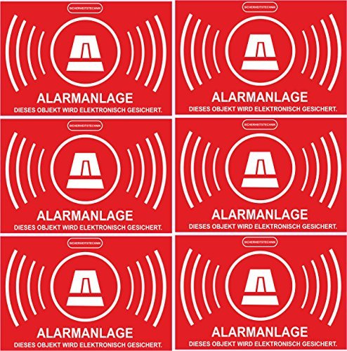 Aufkleber Alarmanlage 52x35 mm - Rechteckig - 6-Set