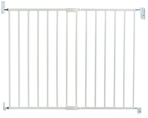 Munchkin Lindam Valla de Seguridad Infantil, Barrera de Escalera para Bebés y Niños Pequeños, Valla Extensible de Montaje Fijo, Puerta de Seguridad para Bebé, Valla Metálica, 64,5-102 cm, Blanco