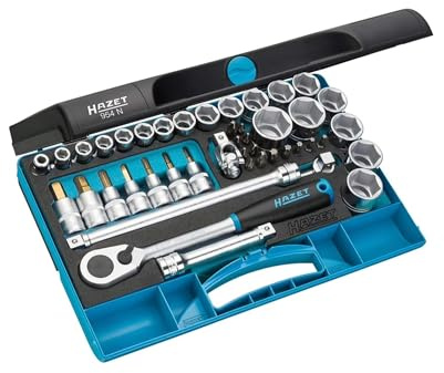 HAZET Steckschlüssel-Satz 954N, 1/2 Zoll (12,5 mm) Vierkant, Länge 355 mm | 1/2 Zoll (12,5 mm) Vierkant hohl, Antrieb 1/2 Zoll (12,5 mm) Vierkant hohl, Länge 355 mm, Breite 235 mm, Höhe 65 mm, 5944 g