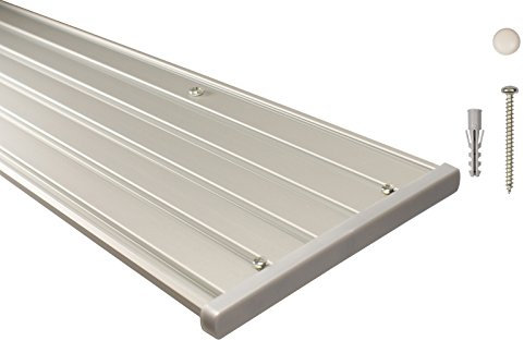 Gardinenschienen 6 läufig aus Aluminium in alu Silber - vorgebohrt, 240 cm (2 x 120 cm)