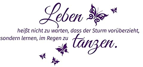 Grandora Wandtattoo Spruch Leben heißt + Schmetterlinge I violett (BxH) 80 x 37 cm I Wandsticker Wandaufkleber Aufkleber Wohnzimmer Flur Diele Schlafzimmer W996