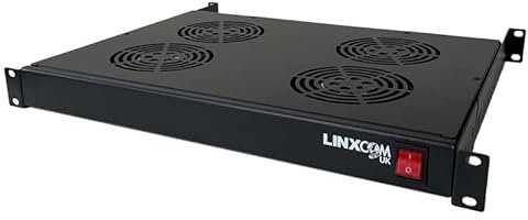 Linxcom UK - 1U 19 Rack Mount Fan Tray 4x 120mm Fans with UK Plug - Black