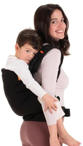 Beco Toddler Babytrage & Kindertrage (9-27 kg) - 100% Baumwoll Trage Kleinkind, Leicht & Atmungsaktiv, Hüftfreundlich mit 2 Tragepositionen: Bauchtrage & Rückentrage (Schwarz)