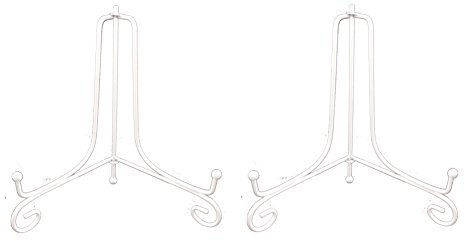 Tincogo (2-pack) 15 cm järntallriksstativ, vitt järnstaffli platta display fotohållare stativ, visar bildramar, kokböcker, dekorativa plattor, surfplattor och konst