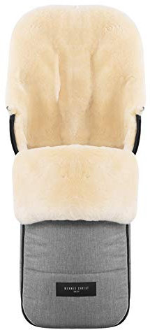 WERNER CHRIST BABY, Lammfell-Fußsack FLIMS – warmer Buggy, Kinderwagen-Fußsack (Kinder ab 6 bis 36 Monate) aus medizinischem Fell, universal mit Langsschlitzen in Grigio (grau-meliert)