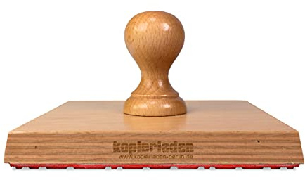 Großer Holzstempel 14x14 cm mit eigenem Text und Logo personalisieren - Stempel selbst gestalten mit eigenen Motiven - optional mit Stempelkissen