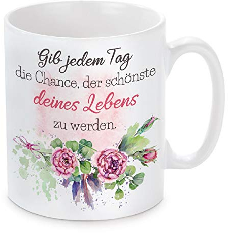 Herzbotschaft Tasse mit Motiv Modell: Gib jedem Tag die Chance