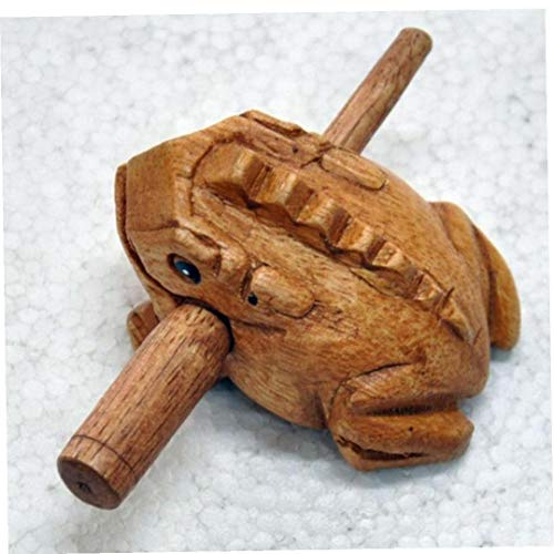 BYFRI Holzfrosch Quaken Musikinstrumententons Block-Kunst Figuren Dekorative Miniatures Giftwooden Frosch Musikinstrument Holz Percussion 1pc