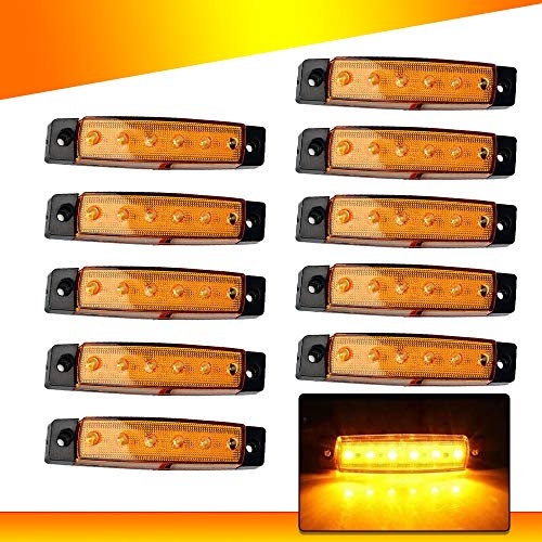 10pcs 12V Side Marker Lights, 6SMD LED Lamps,Front Rear Light Position for Truck Trailer Lorry Cab Bus Boat Tractor Motorhome Tail,Turn Signal Truck Bus Trailer Car SUV Boat Camper (Yellow)
