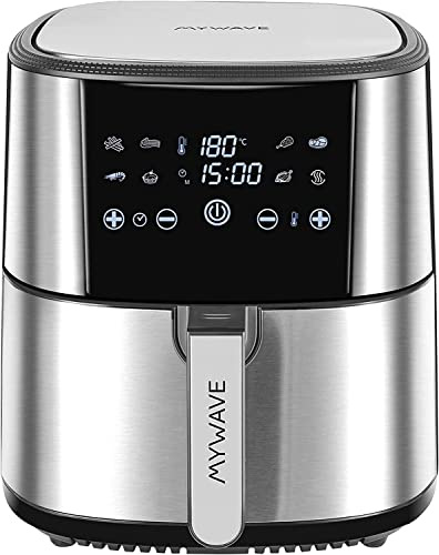 My Wave - Freidora de Aire - Ideal para Cocinar Sin Aceite - Potencia 1800W - Capacidad de 8L - Incluye 8 Programas para Diferentes Alimentos - Alcanza 200 ºC - Panel de Control Táctil