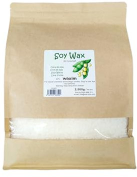 WAXIM. Cire de soja pour bougies et cosmétique naturelle 2.500 g en perles. Naturelle, végétale, DIY, loisirs créatifs.