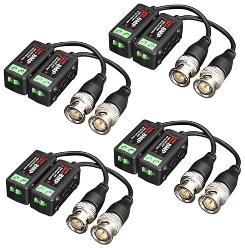ANLINK 4 paia di connettori video balun passivi 4K 8MP HD, CCTV BNC passivo video balun ricetrasmettitore per cavo BNC maschio tramite CAT5/5E/6 Twisted Pair trasmettitore CCTV sistema di telecamere