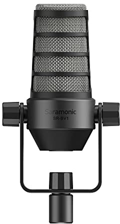 Saramonic Dynamisches Broadcast- und Podcast-Mikrofon mit großer Membran, XLR-Ausgang, Schwenkhalterung und Schaumstoff-Windschutzscheibe (SR-BV1)