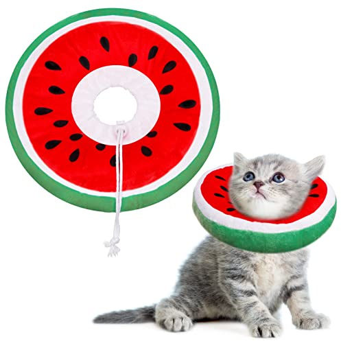 RosewineC Verstellbares Katzenhalsband, niedliches Wassermelonen-Katzenhalsband, weiche Katzenzapfen nach Operationen für Katzen, Kätzchen