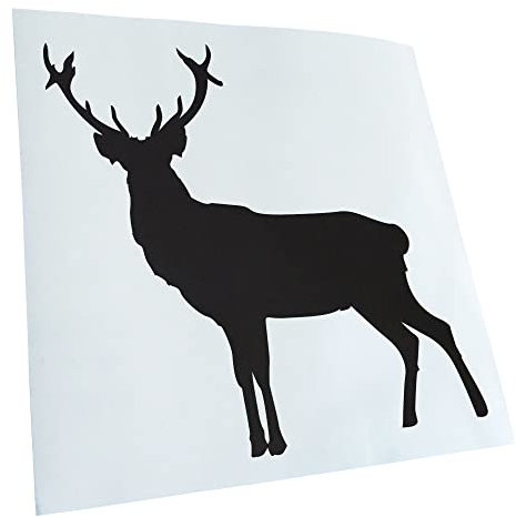 Kiwistar - Autoaufkleber - Mattschwarz - 24x24cm Hirsch Rentier Reh 2 - Heckscheibe Auto Aufkleber wetterfest für Kfz LKW Mofa Truck - Sticker außen selbstklebend Tuning Zubehör für Fenster Fahrzeug
