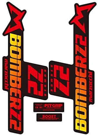 BERFFX Fahrradgabelaufkleber B.O.M.B.E.R Z2 Vorderradgabelaufkleber Mountainbikeaufkleber Fahrradpersönlichkeit Modified Waterproof Custom (Color : Red Yellow)