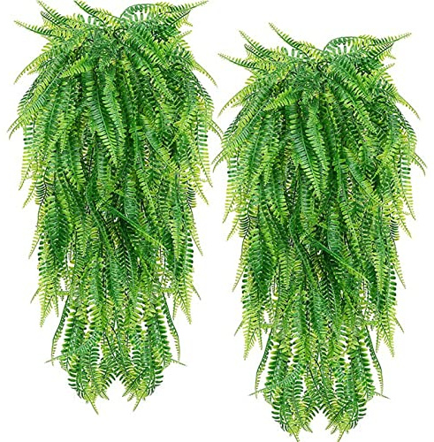 Deosdum 2st Konstgjorda Hängande Växter Falska Släpande Klätterväxter Naturtrogna Grön Murgröna Växtblad Faux Vine Garland Väggdekoration för Hemmet Gårdsgård Trädgård Bondgård