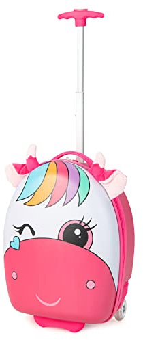 COSTWAY Set di Valigia per Bambini, Trolley per Bambini con Ruote e Maniglia Retrattile, Ideale per Viaggiare in Modo Comodo e Divertente (Modello 4)