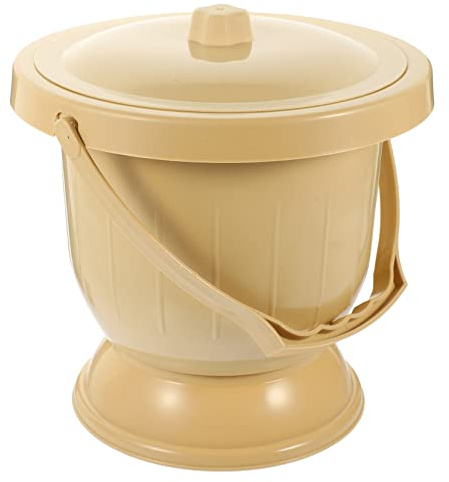 Alipis Portable Urinal Pot with Lid for Adults and Pregnant Women, Sturdy Plastic Spittoon with Brush, Easy to Move and Sealed Design, Suitable for Travel and Home Use in Khaki Random Random Color