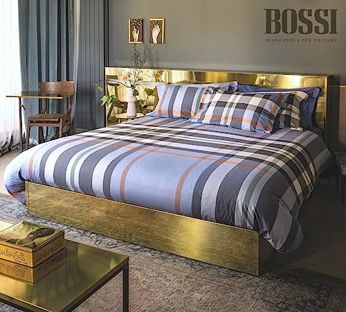 Bossi Copripiumino tinto filo matrimoniale River (sacco copripiumino 255x200+cm.40 rimbocco =240+ 2 federa 50x80) - Escluso lenzuolo inferiore con angolo