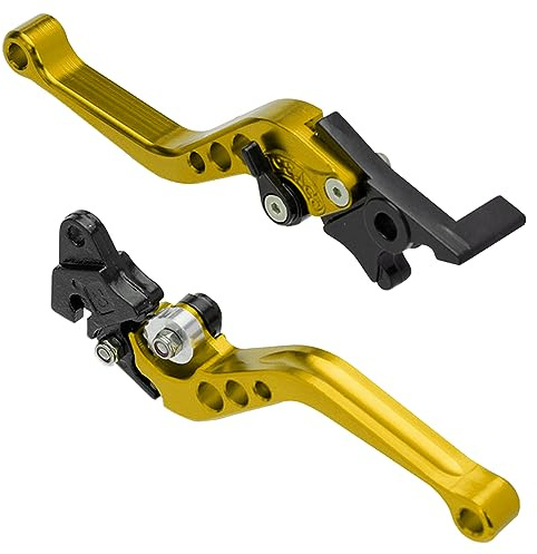 MOCNT 1 Paar Motorrad Bremshebel 22mm Motorrad Kupplungshebel Verstellbarer CNC Aluminium Kupplungstrommel Bremshebel Scheibenbremse Kupplungs Lenker Kupplungsbremshebel Gold