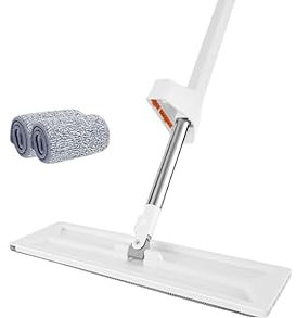 Trapeador de microfibra para piso, mopa plana grande de microfibra con escurridor y mango de acero inoxidable, trapeador húmedo y seco lavable a mano para el hogar, mopa húmeda y seca con almohadillas