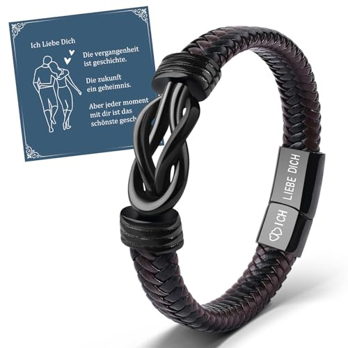 VU100 Ich Liebe Dich Geschenke für Männer, Geburtstaggeschenk für Ihn | Lederarmband Herren An Meinen Mann Armband Geburtstag Weihnachten Valentinstag Jahrestag Liebes Geschenk für Freund Ehemann
