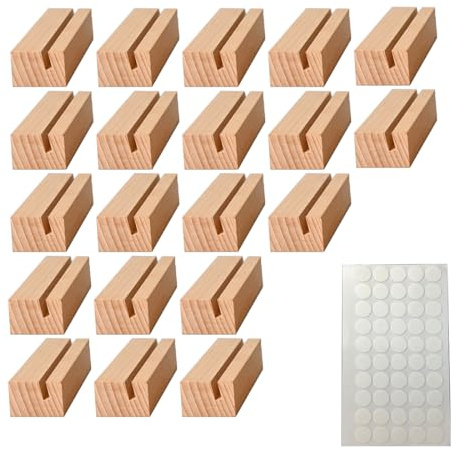Aililong Portafotos de madera, 20 unidades, para bodas y fiestas, con adhesivo de doble cara y función de soporte para tarjetas de menú