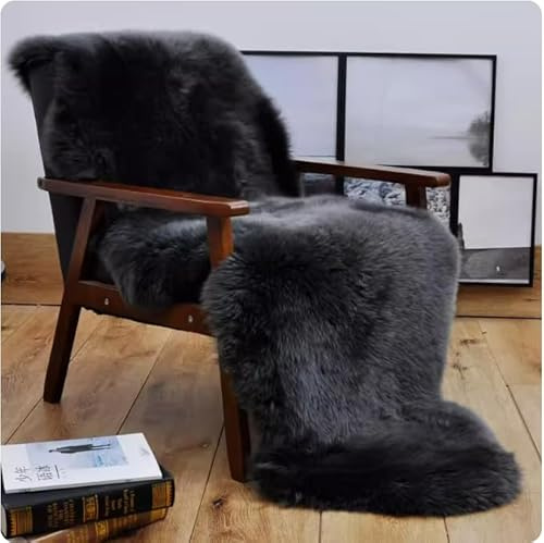 Premium Genuine Sheepskin Real Australia Area Rug Wool Rug Fur Carpet Natural Fluffy Fur Rug for Living Room Bedroom Sheepskin Throw Lambskin Rugs Sofa Mat Chair Seat Covers (2P-2.3x6.6ft(70x200cm))