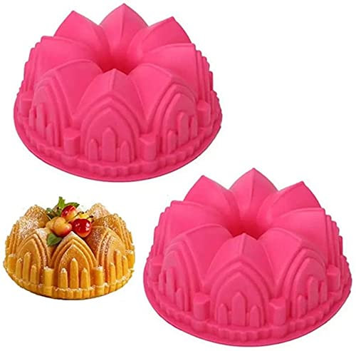 Silikonform, Krone Burg Kuchenform Silikon, Backform, Silikonmuffin Handgemachte Seifenform, verwendet for Eiswürfeln, Kuchen, Brot (Color : Pink)