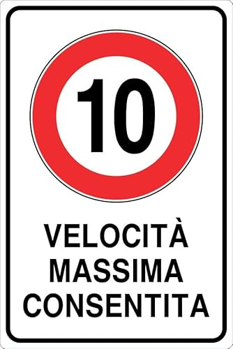 GLOBAL CARTELLO IN LAMIERA SCATOLATA RETTANGOLO 60X40 cm - LIMITE DI VELOCITÀ PERSONALIZZABILE - SEGNALE CATARIFRAGENTE CON CAVALLETTO (Cartello)