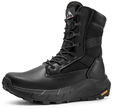 NORTIV 8 Herren Militärstiefel atmungsaktive Einsatzstiefel mit Reißverschluss Taktische Security Kampfstiefel Springerstiefel Armee Outdoor Trekking Schuhe,Size 48,Schwarz,SNMT242M