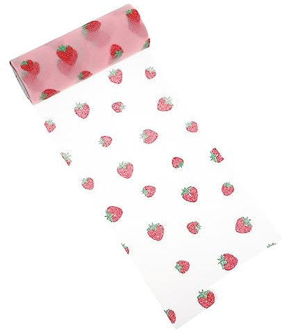 STOBOK 2rolls Strawberry Pattern Net Yarn DIY Crafts Polyester Mesh for Decoration Fluffy Material Fabric for Home Crafts Projects