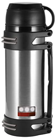 Vacuum Travel Flasks 2.5L for Hot and Cold Drinks, 304 Stainless Steel Camping Insulated Flask with Cup and Handle, Large Double Thermos Flask Metal Flask for Camping, Hiking and Cycling