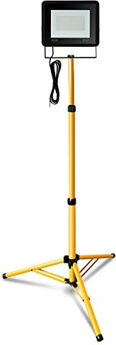 Daromigo LED Baustrahler mit Stativ, 50W Arbeitsleuchte inkl. Höhenverstellbar Stativ und 1m Kabel, LED Fluter 6000K Kaltweiß 4250LM Wasserdicht IP66 Baulampe für Werkstatt (kein Stecker)