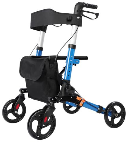 funrautz Rollator Walker, Faltbar und Leicht, Schmaler Gehwagen für Innenbereich und Outdoor, Höhenverstellbar, Gehhilfe für Senioren Erwachsene (Schwarz)
