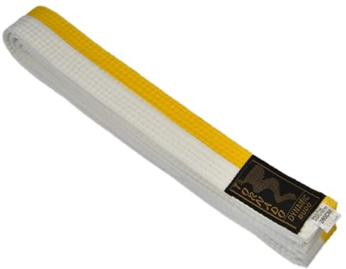 TEKKA BUDO Kampfsport Gürtel mittig geteilt 2-farbig - Budogürtel halb halb gestreift, Karate, Judo, Taekwondo, Ju-Jutsu - Länge 220 bis 330 cm