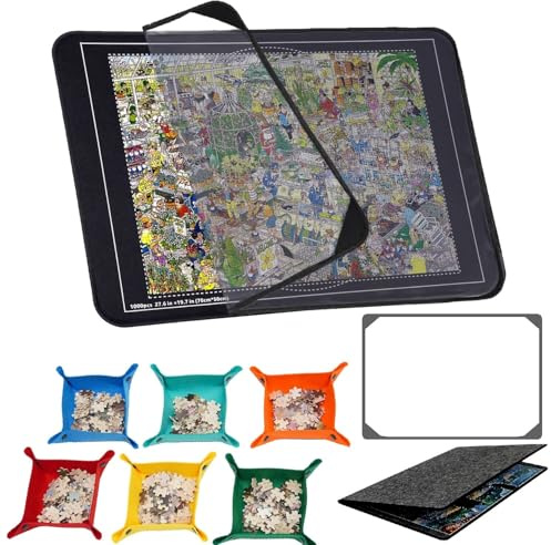 1000 Pieces Jigsaw Puzzle Board, Puzzle Storage for 1000 Pieces with 6 Puzzle Sorting Trays