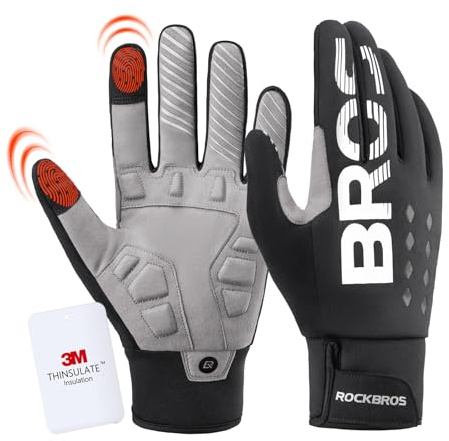 ROCKBROS Guanti Termici Invernali da Uomo e Donna, Guanti Bici Touch Screen per Corsa, Ciclismo, Arrampicata, Escursionismo, Sciare, Attività All'aperto