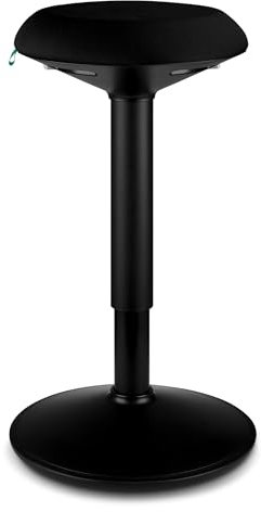 standup.Today Wackelhocker Ella (Schwarz/Schwarz) – Sitzhocker höhenverstellbar 55-80 cm – Ergonomischer Hocker für Büro & Zuhause – Bürohocker mit Schwingeffekt – Schreibtischhocker
