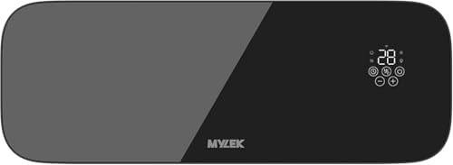 MYLEK Glass Overdoor Air Curtain Fan Heater 2000W, Smart WIFI App Or Remote Control, PTC Ceramic Downflow Over Door Heater, Office, Bathroom, Commercial, 2KW (Black)
