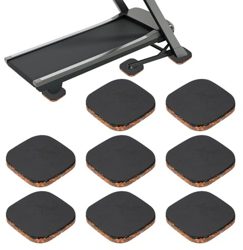 PATIKIL 8 Pcs Treadmill Mat Pads, 4x4x0.6 High Density Foam Anti Vibration Pad Sound Proof Floor Mat Exercise Equipment Mat for Carpet Protect Noise Reduction Home Gym, Black