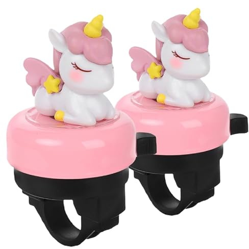 Kisangel 2 Pièces Cloche De VéLo pour Enfants en Alliage D'Aluminium Rose De Vélo Licorne Accessoires De pour Enfants Sonnette Alliage D'aluminium