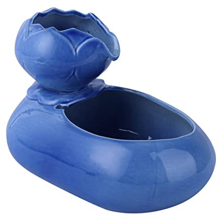 COLLBATH Keramik Katze Trinkbrunnen Mit USB-pumpe Leiser Wasserspender Mit Großem Fassungsvermögen Rutschfestes Design Geeignet Für Katzen Und Kleine Haustiere Blauer Vintage-Stil