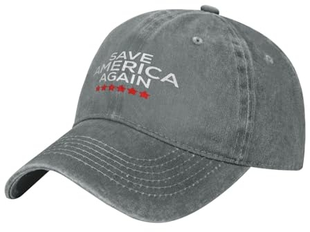 DPgUfPV Save America Again Casquette de baseball en denim lavable et réglable pour homme et femme Noir, gris, Taille unique